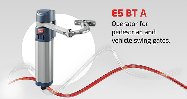 E5 BT A: Electromechanical swing gate operator.